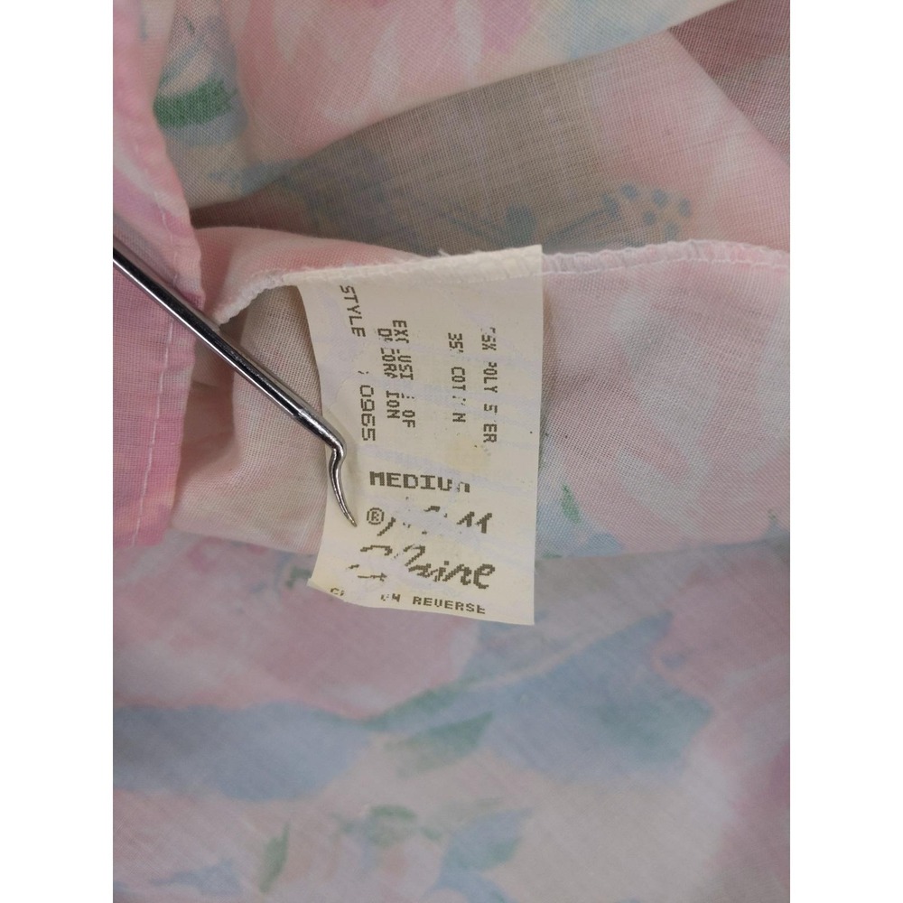 Vintage Miss Elaine Nightgown Sz Medium Pink Floral Lace Trim Short Sleeve USA - Picture 9 of 11